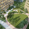 Residential Community Landscape with Lush Greenery Walking Paths and Recreational Zones for Outdoor Activities