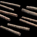 Rough Natural Stone Wood Sticks Showing Unprocessed Texture And Natural Shape