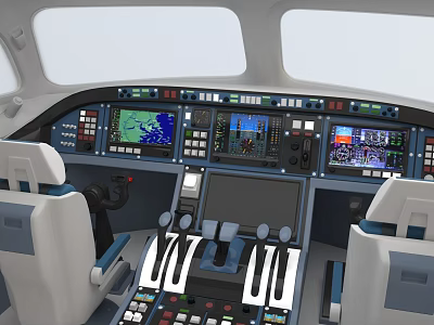 Advanced Aviation Industrial Equipment Cockpit Featuring Multiple Control Panels Digital Displays And Flight Instruments 3d model