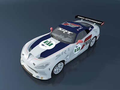 White Blue Red SRT Race Car Featuring Number 31 From Paddy Kenny Motorsport 3d model