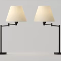 Two Modern Table Lamps with Black Adjustable Arms and White Shades