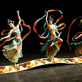 Vibrant Art Installation Featuring Dancers With Colorful Ribbons And Dynamic Poses 3d model