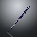 Purple Sword With Intricate Patterns On Gray Gradient Background And Reflective Surface