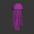 Vibrant Pink Jellyfish With Long Flowing Tentacles On Gray Background With Reflection 3d model