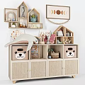 Cute Decorative Cabinet with Plush Toys House Shaped Storage Bear Faced Boxes Books and Decorations