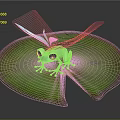 Mythical Winged Green Frog Sitting On Large Green Lily Pad With Iridescent Wings