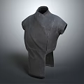 Minimalist Gray Collar Sleeveless Top With Pleated Design And Solid Fabric 3d model