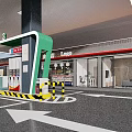 Convenience Store Exterior With Glass Facade Logo And Daily Necessities
