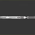 Futuristic Gun With Silver Gray Body And Yellow Accents And Mechanical Design Elements