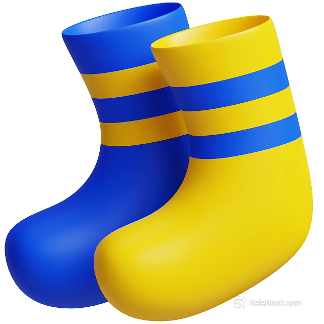 Stylish Blue and Yellow Striped Casual Shoes with Modern Design 3d model 