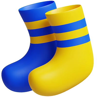 Stylish Blue and Yellow Striped Casual Shoes with Modern Design 3d model