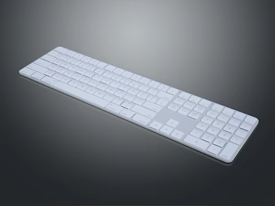 Modern White Computer Keyboard with Sleek Design and Full Size Layout 3d model
