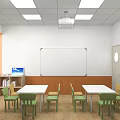 School Library Reading Area With Shelves Books White Tables Chairs Glass Doors And Ceiling Lights