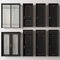 Multiple Modern Hinged Doors With Black Frames Glass Panels And Metal Handles Design 3d model