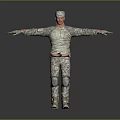 Military Style Character In Camouflage Outfit With Red Mask And Outstretched Arms