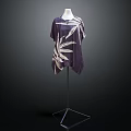 Stylish Purple Tunic With White Leaf Pattern On Mannequin Dark Background