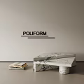 Elegant Modern POLIFORM Marble Coffee Table With Stacked Design And Books 3d model