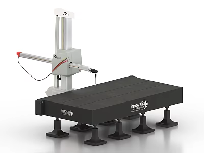 Industrial Precision Measuring Equipment With Black Platform And White Robotic Arm 3d model