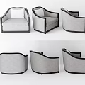 Stylish Light Gray Single Sofa With Black Frame Curved Design And Multiple Angles View 3d model