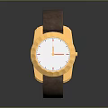 Modern Fashionable Watch With Brown Leather Strap And Golden Dial