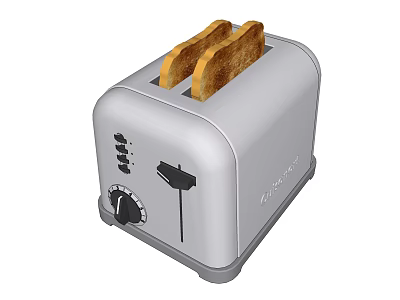 Modern Stainless Steel Toaster Kitchen Appliance With Two Toasted Bread Slices 3d model