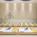 Cheerful School Rest Room With Wooden Beds Cartoon Cactus Decor And Colorful Pillows
