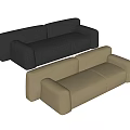 Modern Sectional Sofa in Dark Gray and Beige with Plush Upholstery and Wide Arms