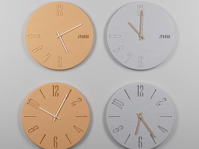 Modern Round Clocks With Different Colors Simple Numbers And Metal Hands 3d model