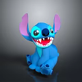 Blue Stitch Stuffed Toy With Purple Ears Big Eyes And Sharp Teeth