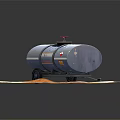 BLUSTAR Industrial Equipment Tanker Trailer with Wheels and Oil Spill on Ground Surface