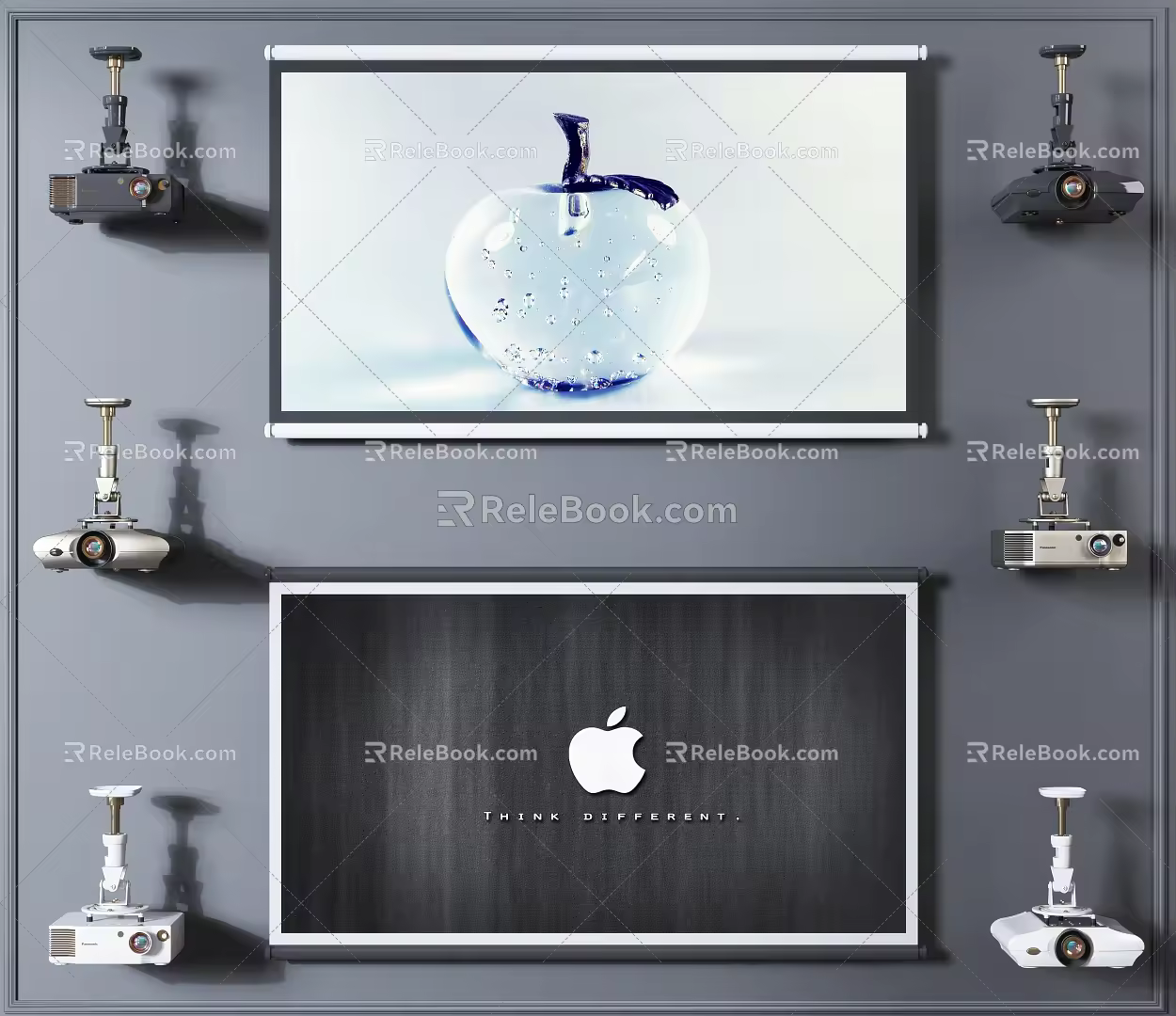 Modern projector projector projector screen combination 3d model