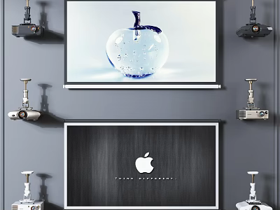 Projection Monitoring System With Multiple Security Cameras And Apple Designed Display Content 3d model