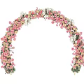 Beautiful Flower Arch Decorated With Pink White Flowers And Green Leaves For Weddings