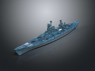Detailed Modern Warship 3D Model Featuring Large Deck Turrets Radar Systems And Gray Hull 3d model