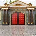 European-style temple ancient building door head 3d model