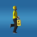 Man In Yellow Uniform And Cap Running While Carrying A Box