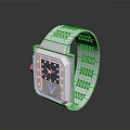 Modern Minimalist Silver Square Watch with Metal Perforated Strap Smooth Surface Design 3d model