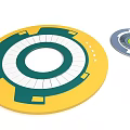 Two Circular Design Elements With Yellow Green White Gray Color Patterns And Geometric Ring Structures 3d model