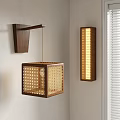 Modern Wooden Wall Lamps With Hollow Grid And Rectangular Design For Warm Interior Lighting 3d model