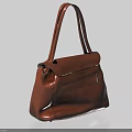 Brown Leather Handbag With Top Handles And Front Zipper Detail