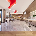 Bright Lighting Showroom Interior With Display Shelves Sofa And Digital Screen