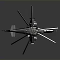 Realistic Detailed Blue Military Helicopter 3D Model With Main Rotors And Weapons