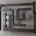 Detailed Modern Industrial Gray Pipe System Layout With Complex Bends And Connections