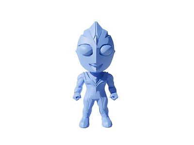Blue Stylized Ultraman Q Version Cartoon Character Design Collectible Figure Toy 3d model