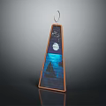 Decorative Hanging Household Item Triangular Wooden Frame With Moon Star And Sailboat Design Dark Background