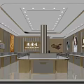 King Sang Jewelry Store Luxury Interior Featuring Golden Counters Display Cases And Female Model Posters