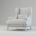 Gray Wingback Single Seater Sofa with Cushion and Detailed Design Structure 3d model