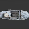 White and Red Fishing Boat with Masts and Cabin for Water Transport