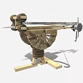 Ancient Wooden Siege Weapon With Wheels Launch Mechanism And Metal Parts Structure
