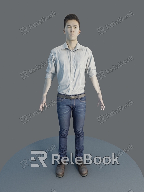 Young Youth Asian Chinese Men Men Shirt Jeans model